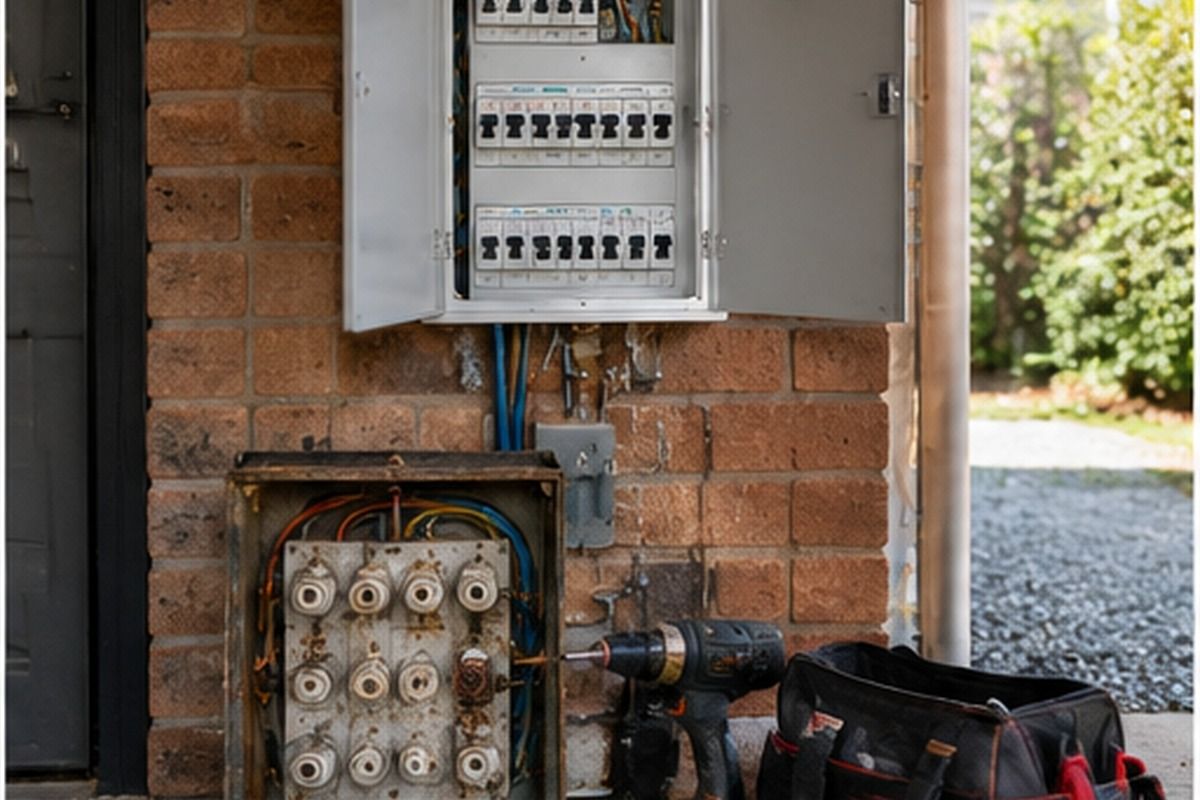 New switchboard above the old fuse board